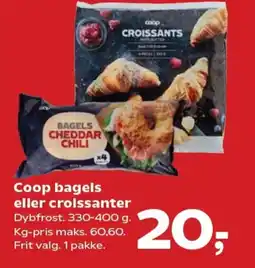 Kvickly COOP Bagels eller croissanter tilbud