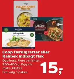 Kvickly COOP Færdigretter eller rahbek indbagt fisk tilbud