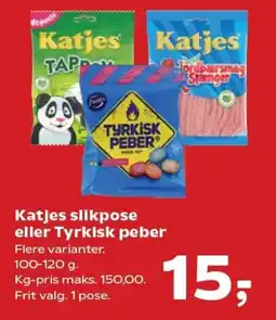 Kvickly Katjes slikpose eller tyrkisk peber tilbud
