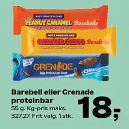Kvickly Barebell eller grenade proteinbar tilbud