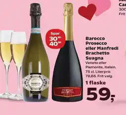 Kvickly Barocco prosecco eller manfredi brachetto suagna tilbud