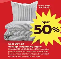 Kvickly Spar 50% på udvalgt sengetøj og lagner tilbud