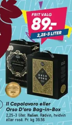 Bilka Il capolavoro eller orso d'oro bag-in-box tilbud