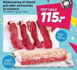 Bilka Ribbenssteg af dansk gris eller entrecotes af striploin tilbud