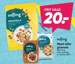 Bilka SALLING Mysli eller granola tilbud