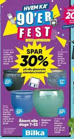 Bilka SPAR 30% på alle glaserede udendørs krukker tilbud