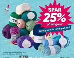 Bilka SPAR 25% på alt garn tilbud