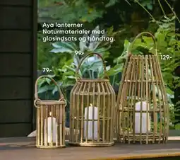 Bilka Aya lanterner Naturmaterialer med glasindsats og håndtag tilbud