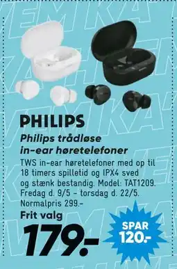 Bilka Philips trådløse in-ear høretelefoner tilbud