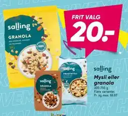 Bilka Mysli eller granola tilbud