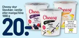 REMA 1000 Cheasy skyr Skovbær, vanilje eller mango/lime 1000 g tilbud
