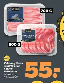 Netto Velsmag flæsk i skiver eller nakkekoteletter tilbud