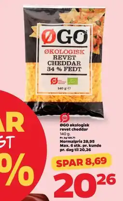 Netto ØGO økologisk revet cheddar tilbud