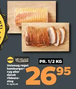 Netto Velsmag røget hamburgerryg eller dansk ribbenssteg tilbud