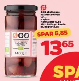 Netto ØGO økologiske kalamata oliven tilbud