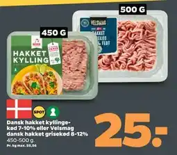 Netto Dansk hakket kyllingekød 7-10% eller Velsmag dansk hakket grisekød 8-12% tilbud