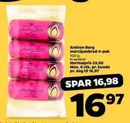 Netto Anthon Berg marcipanbrød 4-pak tilbud