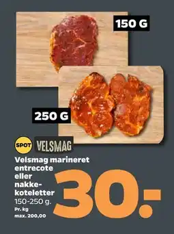 Netto Velsmag marineret entrecote eller nakkekoteletter tilbud