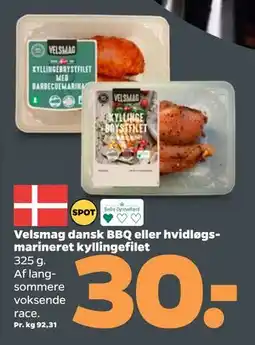 Netto Velsmag dansk BBQ eller hvidløgsmarineret kyllingefilet tilbud