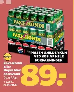 Netto Faxe Kondi eller Pepsi Max sodavand tilbud