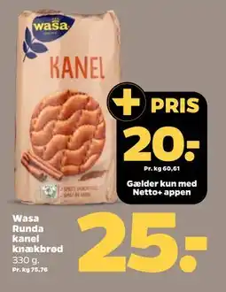 Netto Wasa Runda kanel knækbrød tilbud