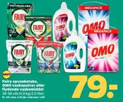 Netto Fairy opvasketabs, OMO vaskepulver eller flydende vaskemiddel tilbud