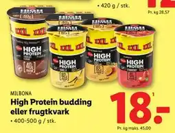 Lidl High Protein budding eller frugtkvark tilbud