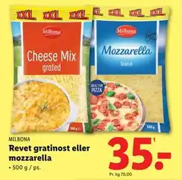 Lidl Revet gratinost eller mozzarella tilbud