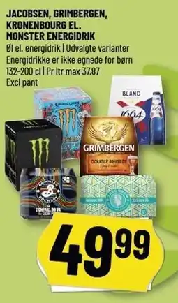 Løvbjerg JACOBSEN, GRIMBERGEN, KRONENBOURG EL. MONSTER ENERGIDRIK tilbud