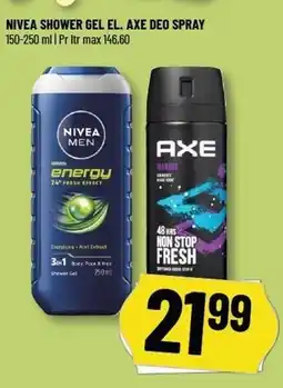 Løvbjerg NIVEA SHOWER GEL EL. AXE DEO SPRAY tilbud