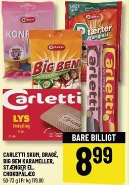 Løvbjerg CARLETTI SKUM ,DRAGÉ BIG BEN KARAMELLER, STÆNGER EL. CHOKOPÅLÆG tilbud