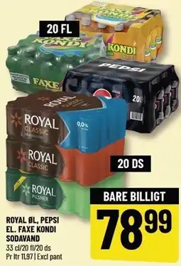 Løvbjerg ROYAL ØL, PEPSI EL. FAXE KONDI SODAVAND tilbud