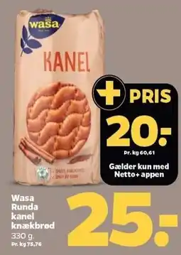 Netto Wasa Runda kanel knækbrød tilbud
