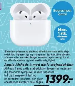 Bilka Apple AirPods 4 med aktiv støvreduktion tilbud