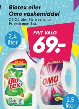 Bilka Biotex eller Omo vaskemiddel tilbud