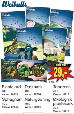 Harald Nyborg Weibulls Plantejord, Dækbark, Økologisk plantesæk, Topdress, Sphagnum eller Naturgødning tilbud