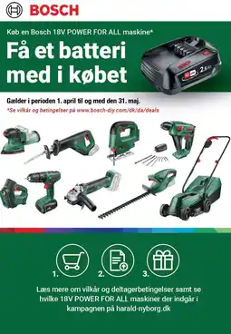 Harald Nyborg Køb en Bosch 18V POWER FOR ALL maskine - Få et batteri med i købet tilbud