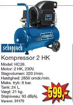 Harald Nyborg SCHEPPACH Kompressor 2 HK tilbud