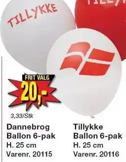 Harald Nyborg Dannebrog Ballon 6-pak eller Tillykke Ballon 6-pak tilbud