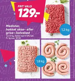 Bilka Medister, hakket okse- eller grise-/kalvekød tilbud