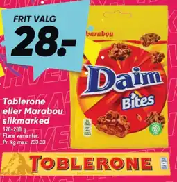 Bilka Toblerone eller Marabou slikmarked tilbud