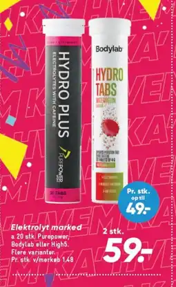 Bilka Elektrolyt marked a 20 stk. Purepower, tilbud