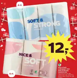 SuperBrugsen Nice & Soft toiletpapir eller Soft & Strong køkkenrulle tilbud