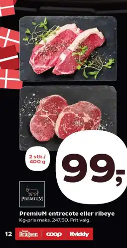 SuperBrugsen Premium entrecote eller ribeye tilbud