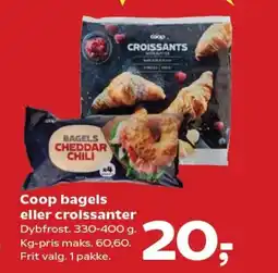 SuperBrugsen Coop bagels eller croissanter Dybfrost. tilbud