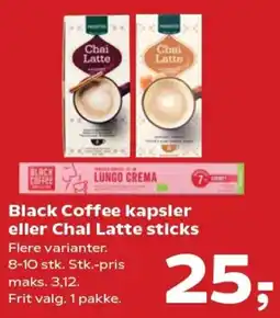 SuperBrugsen Black Coffee kapsler eller Chai Latte sticks tilbud