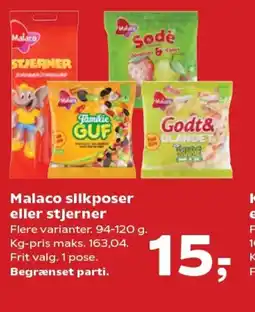 SuperBrugsen Malaco silkposer eller stjerner tilbud