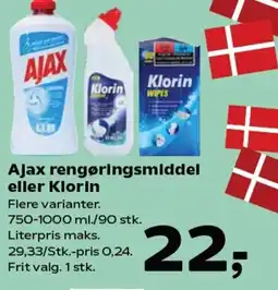 SuperBrugsen Ajax rengøringsmiddel eller Klorin tilbud
