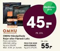 SPAR OMHU Håndpillede Rejer eller Færøsk Laks tilbud