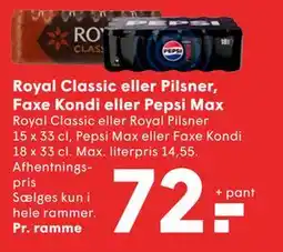 SPAR Royal Classic eller Pilsner, Faxe Kondi eller Pepsi Max tilbud